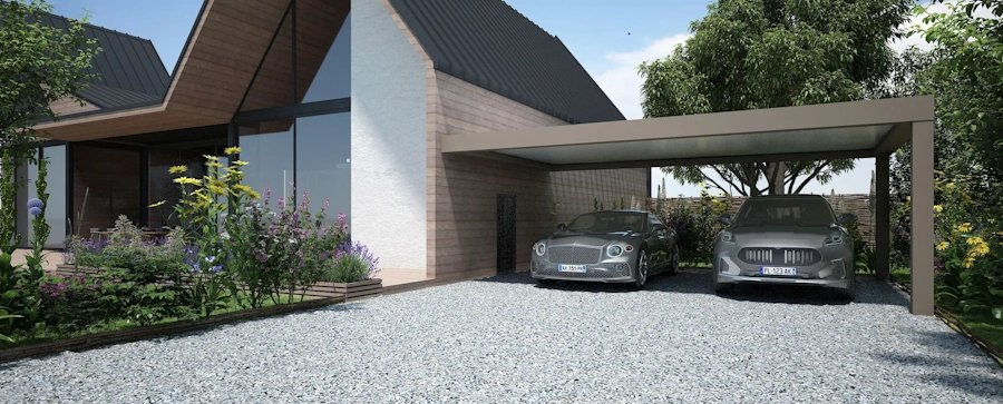 Carport double aluminium adosse grande capacite