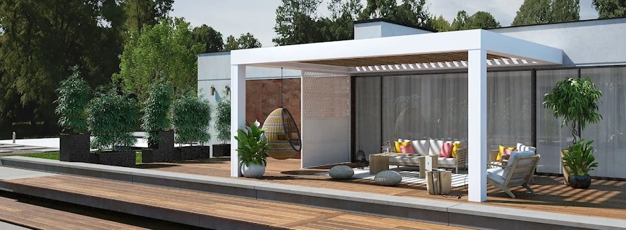 Pergola bioclimatique aluminium terrasse maison